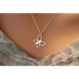 Sterling Silver Butterfly Cutout Charm Necklace, Butterfly Necklace